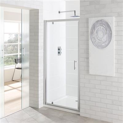 Vantage 6mm Easy Clean 1850mm x 760mm Pivot Shower Door - Chrome