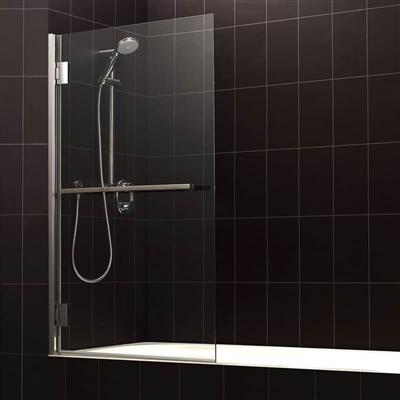 Corniche 8mm  1400 x 800mm Thin Edged Bath Screen with Towel Rail - Chrome Profiles