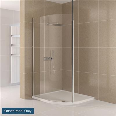 Valliant 8mm 1850mm x 1300mm Round Pole Walk-In Offset Shower Panel - Chrome