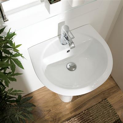 Loire 53cm x 45cm 1 Tap Hole Ceramic Basin with Overflow - White