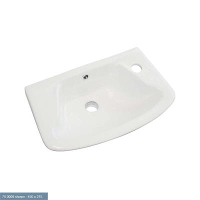Loire 35cm x 25cm 2 Tap Hole Ceramic Cloakroom Basin with Overflow - White