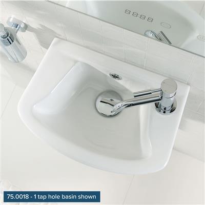 Loire 46cm x 27cm 2 Tap Hole Ceramic Cloakroom Basin with Overflow - White