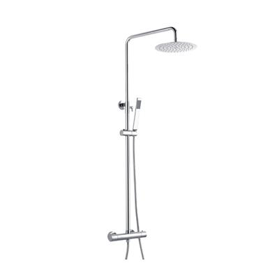 Adjustable Height (900 - 1300mm) Thermostatic Shower Pole with Bar Valve, Shower Head, Handset & Hose - Chrome