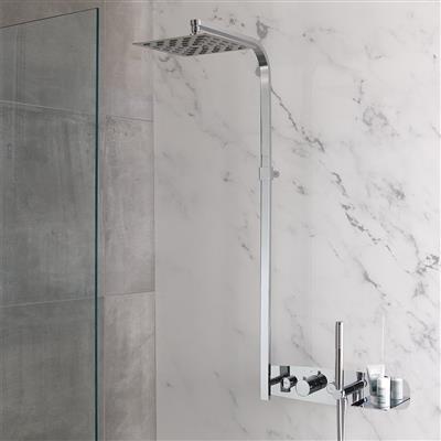 1048mm Tall Veroli Thermostatic Rail Kit with Shower Shelf & Handset - Chrome