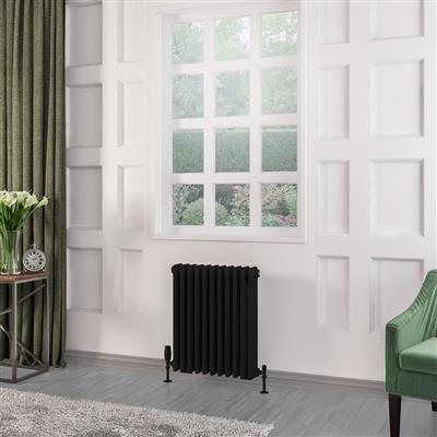 Rivassa 3 Column Radiator 600 x 518mm Matt Black