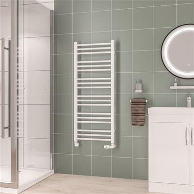 Corinium Round 1200 x 500 Towel Rail Gloss White