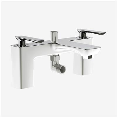 Helston Bath Shower Mixer Tap (BSM) with Handset Gloss White