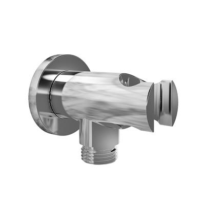 Round Outlet Elbow with Shower Holder - Chrome
