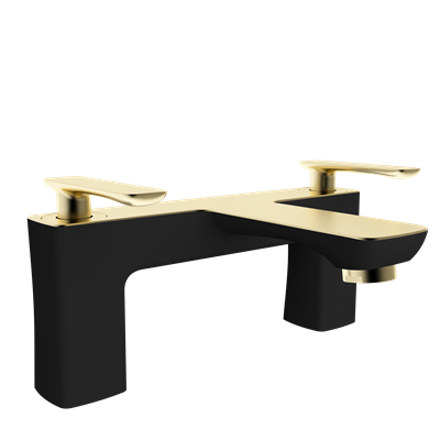 Helston Bath Filler - Matt Smooth Black/Brushed Brass