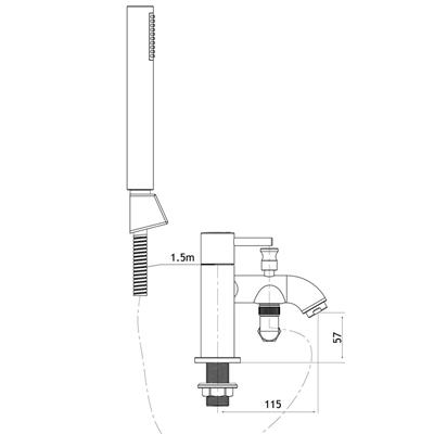 Meriden Bath Shower Mixer Tap with Handset, Hose and Holder Chrome