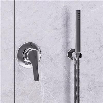 Shower Bundle with Concealed Manual Valve, Outlet Elbow, Shower Holder, Hose & Round Shower Handset - Chrome