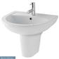Dura 45cm x 36cm 2 Tap Hole Ceramic Cloakroom Basin with Overflow & Fixings - White