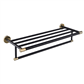 Catania Towel Rack with bar 600mm  - Matt Black/Brushed Brass