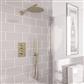 Round Thermostatic Shower Bundle with Shower Head, Valve & Handset - Brushed Brass