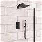 Square Thermostatic Shower Bundle with Shower Head, Valve & Handset - Matt Black